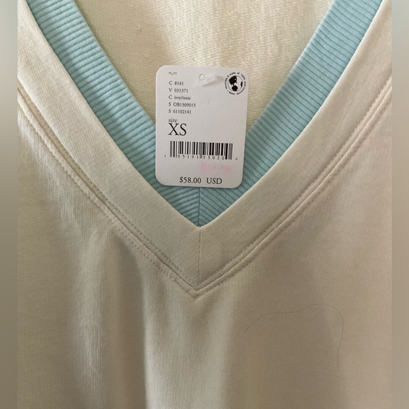 Free People Cozy Cool Girl V-Neck Ivory Blue Tank Top Bodysuit NWT - Picture 5 of 6